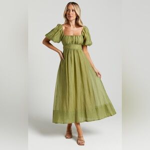 Showpo Roshina Puff Sleeve Midi Dress